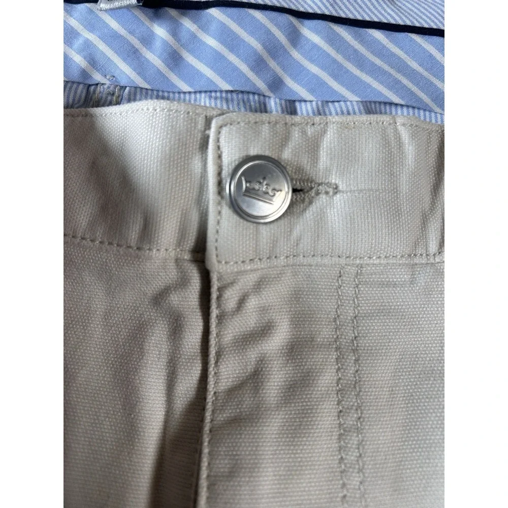 Peter Millar Crown Vintage Canvas Pants Men 38x31 Tan‎ 5-Pocket Stretch MF18B86